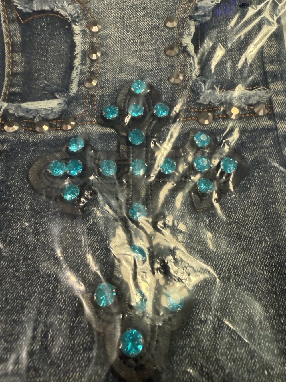 Men's Blue Embellished Straight Jeans